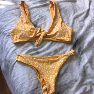 Yellow Floral Print Bikini